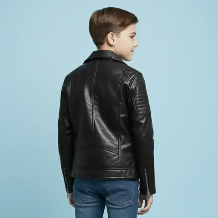 TLAENSON Boys Black Leather Jacket Studded Motorcycle Faux Leather Coat back TLAENSON Boys Black Leather Jacket Studded Motorcycle Faux Leather Coat back