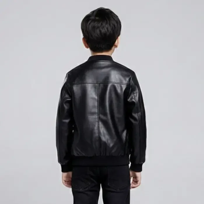 TLAENSON Boys Leather Jackets For Toddler Kids Faux Motorcycle PU Leather Coats back