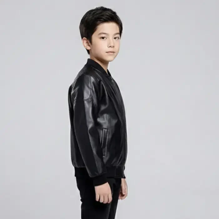 TLAENSON Boys Leather Jackets For Toddler Kids Faux Motorcycle PU Leather Coats side