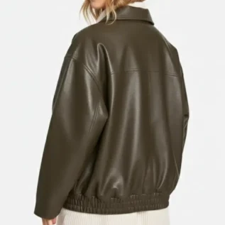 Teddy Lined Faux Leather Oversized Bomber Jacket back