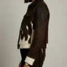 Vintage Cowhide Fringe Leather Jacket for Women - Western Style, Boho Chic, Statement Outerwear, Casual and Trendy Western Fashion side