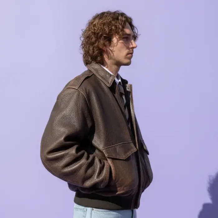 Vintage Distressed Brown Sheep Leather Bomber Jacket Classic Aviator Style side