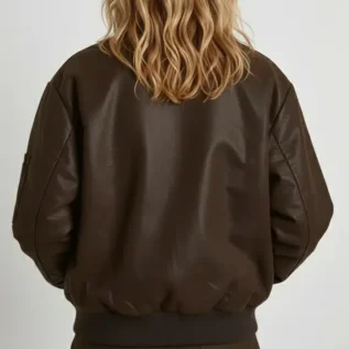 Vintage Look Faux Leather Oversized Bomber Jacket back