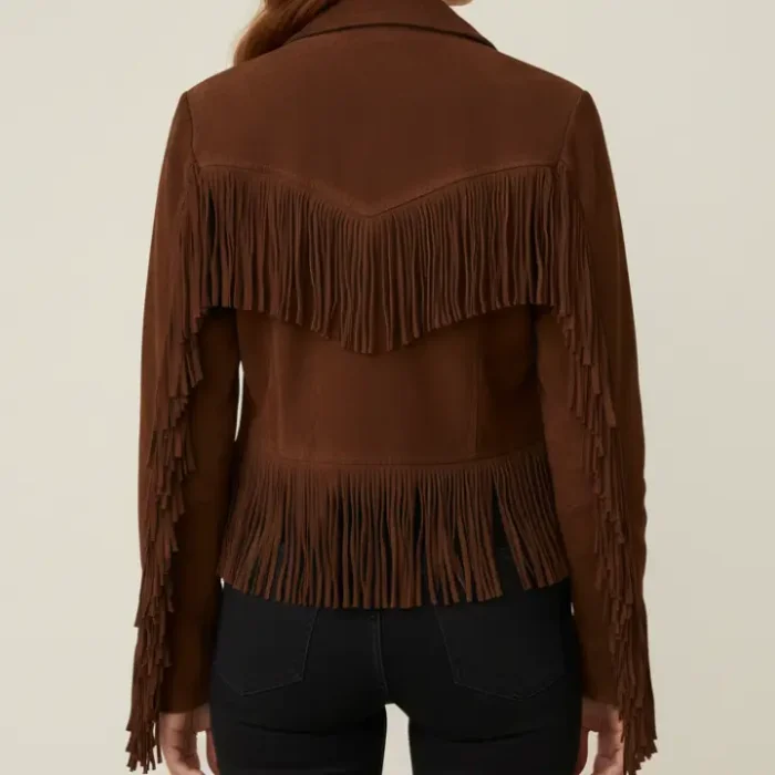 Vintage Western Suede Fringe Jacket Authentic Cowgirl Style back