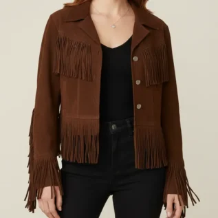 Vintage Western Suede Fringe Jacket Authentic Cowgirl Style front
