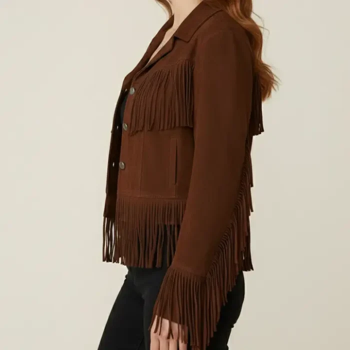 Vintage Western Suede Fringe Jacket Authentic Cowgirl Style side