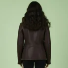 WOMENS HOODED FUR SHEARLING LONG JACKET back