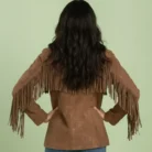 Western Suede Fringe Coat – Women’s Boho Cowgirl Jacket – Handmade Leather Fringe Jacket – Vintage Style Western Wear back