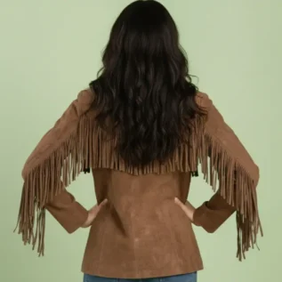 Western Suede Fringe Coat – Women’s Boho Cowgirl Jacket – Handmade Leather Fringe Jacket – Vintage Style Western Wear back