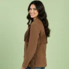 Western Suede Fringe Coat – Women’s Boho Cowgirl Jacket – Handmade Leather Fringe Jacket – Vintage Style Western Wear side