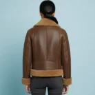 Women B3 Flight Leather Bomber Aviator Jacket back