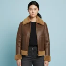 Women B3 Flight Leather Bomber Aviator Jacket front