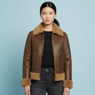 Women B3 Flight Leather Bomber Aviator Jacket front