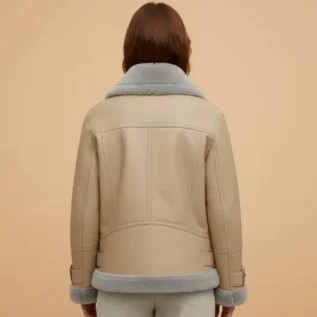 Women RAF Aviator Styled Lambskin Shearling Leather Jacket back