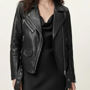 Billie Relaxed Fit Leather Biker Jacket front