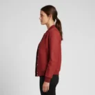 Women's Rib Knit Style Leather Maroon Bomber Jacket side