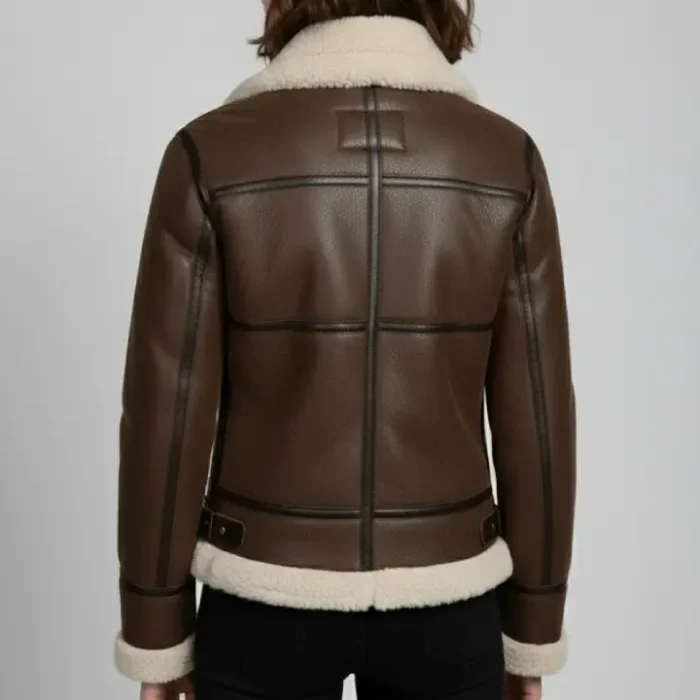 Women’s Shearling Brown Jacket back Women’s Shearling Brown Jacket back