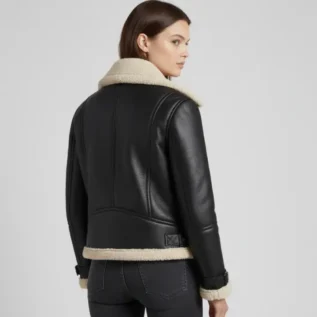 Women’s Sheepskin Aviator Leather Jacket back