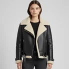 Women’s Sheepskin Aviator Leather Jacket front