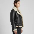 Women’s Sheepskin Aviator Leather Jacket side