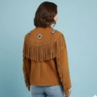 Women's Western Wear Suede Leather Jacket Coat Fringe, Traditional Vintage Style Beaded Leather Jacket, Women Tassel Jacket back