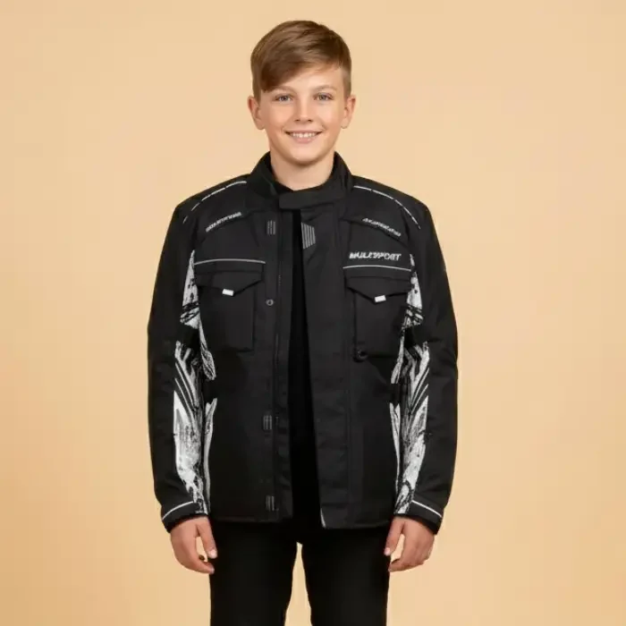 Wulfsport Kids Alpina Motorcycle Jacket (Black) front