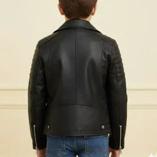 childrens leather biker jackets back