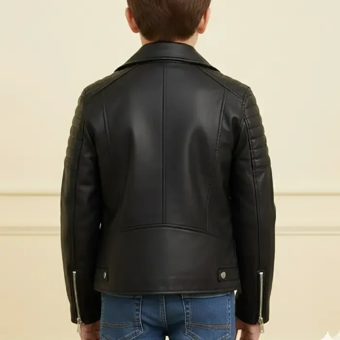 childrens leather biker jackets back