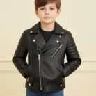 childrens leather biker jackets front