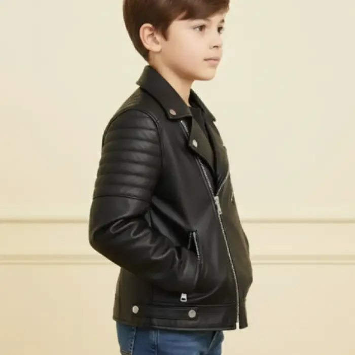 childrens leather biker jackets side