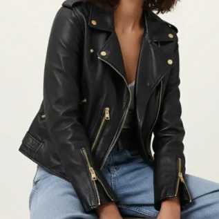 Balfern Leather Biker Jacket front