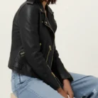 Balfern Leather Biker Jacket side