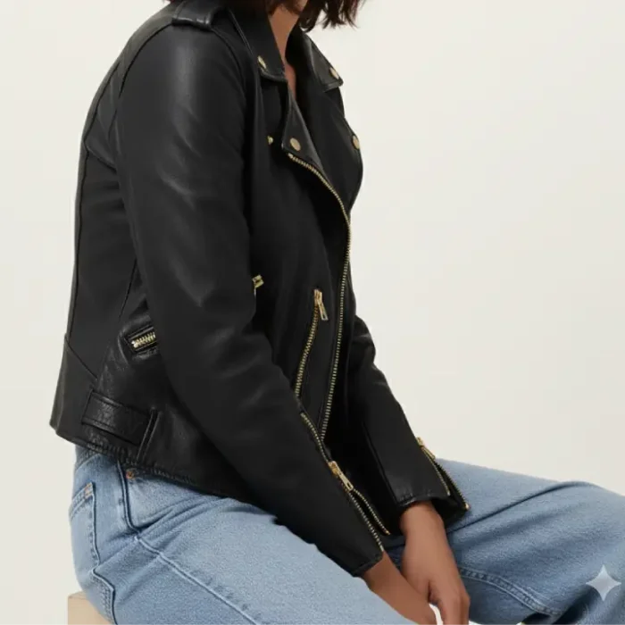 Balfern Leather Biker Jacket side