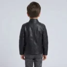 Kids Black Studded Motorcycle Biker Leather Jacket