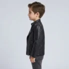 Kids Black Studded Motorcycle Biker Leather Jacket