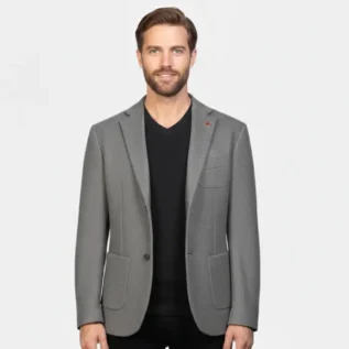Men's Light Grey Tailored Blazer – Modern Smart Casual Suit Jacket