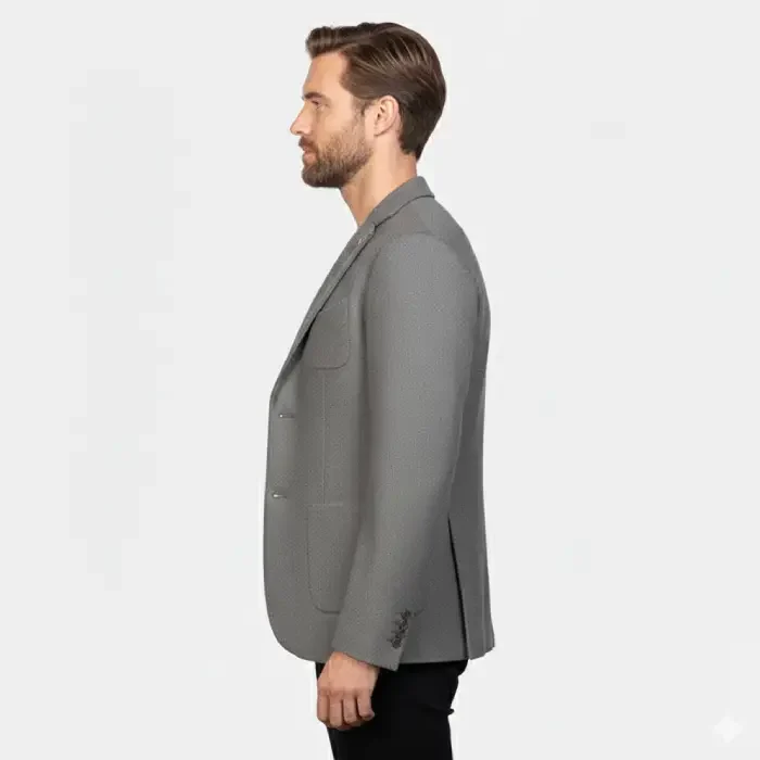 Borges Grey Wool Blazer side Modern Smart Casual Suit Jacket side