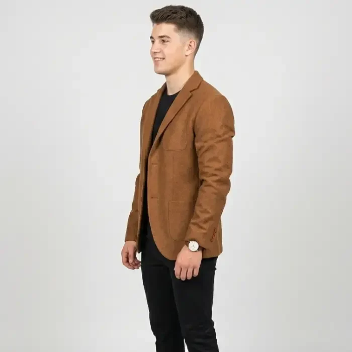 Borges Khaki Wool Blazer side Borges Khaki Wool Blazer side