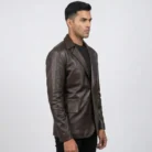 Men's Dark Brown Leather Blazer side