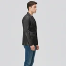 Men's Black Leather Blazer coat