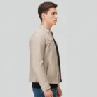 Beige Cafe Racer Jacket side