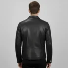 Men’s Owen Black Café Racer Leather Jacket back