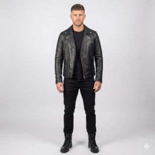 Premium Leather Biker Jacket Front