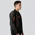 RST S1 CE Mens Leather Sport Motorcycle Jacket Black Orange TriCore Made side