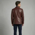 Burgundy Leather Blazer back