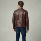 Mens Leather Biker Jacket Burgundy G-6400 back