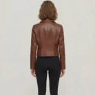 Women's Cognac Leather Jacket back