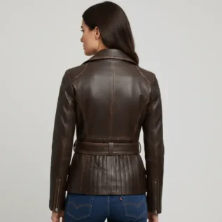 Dark Brown Leather Jacket back