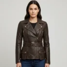 Dark Brown Leather Jacket front