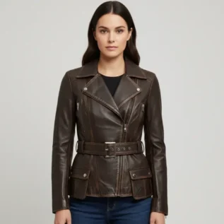 Dark Brown Leather Jacket front